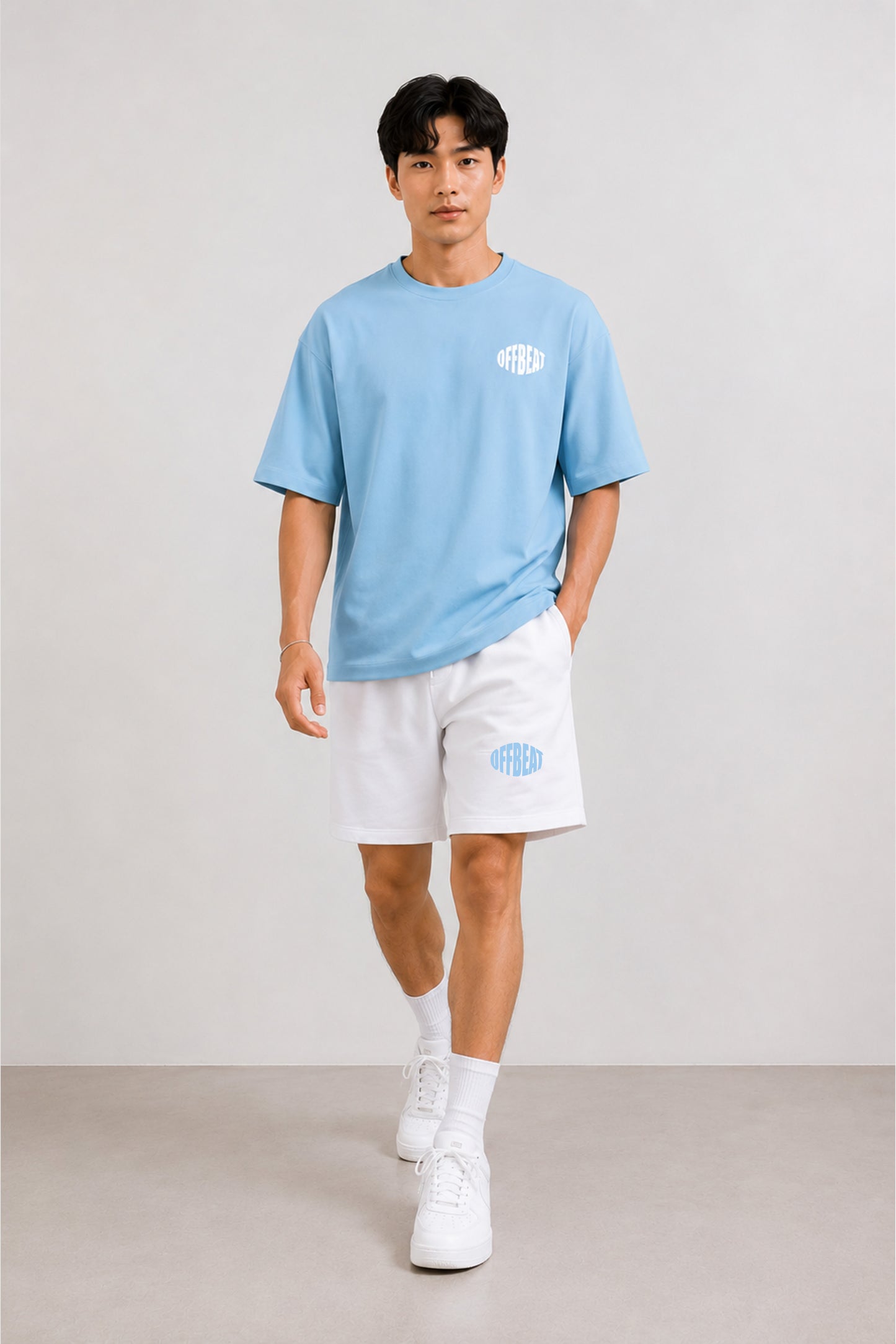 Unisex Co-ord set | Baby Blue and White