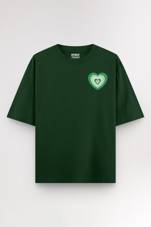 Green heart Embroidery | Oversized T-shirt