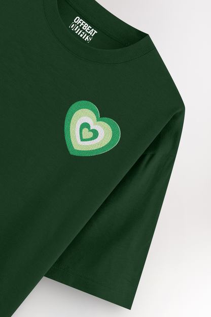 Green heart Embroidery | Oversized T-shirt