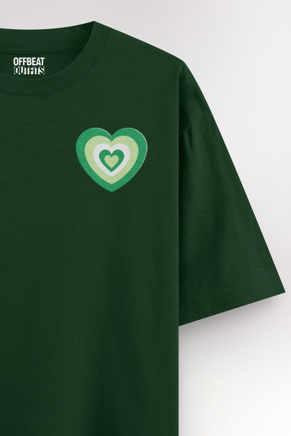 Green heart Embroidery | Oversized T-shirt