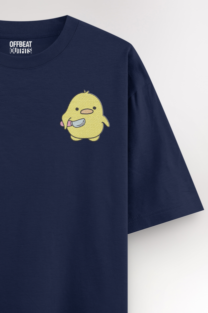 Happy Duck Embroidery | Oversized T-shirt