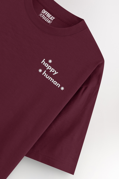 Happy human Embroidery | Oversized T-shirt