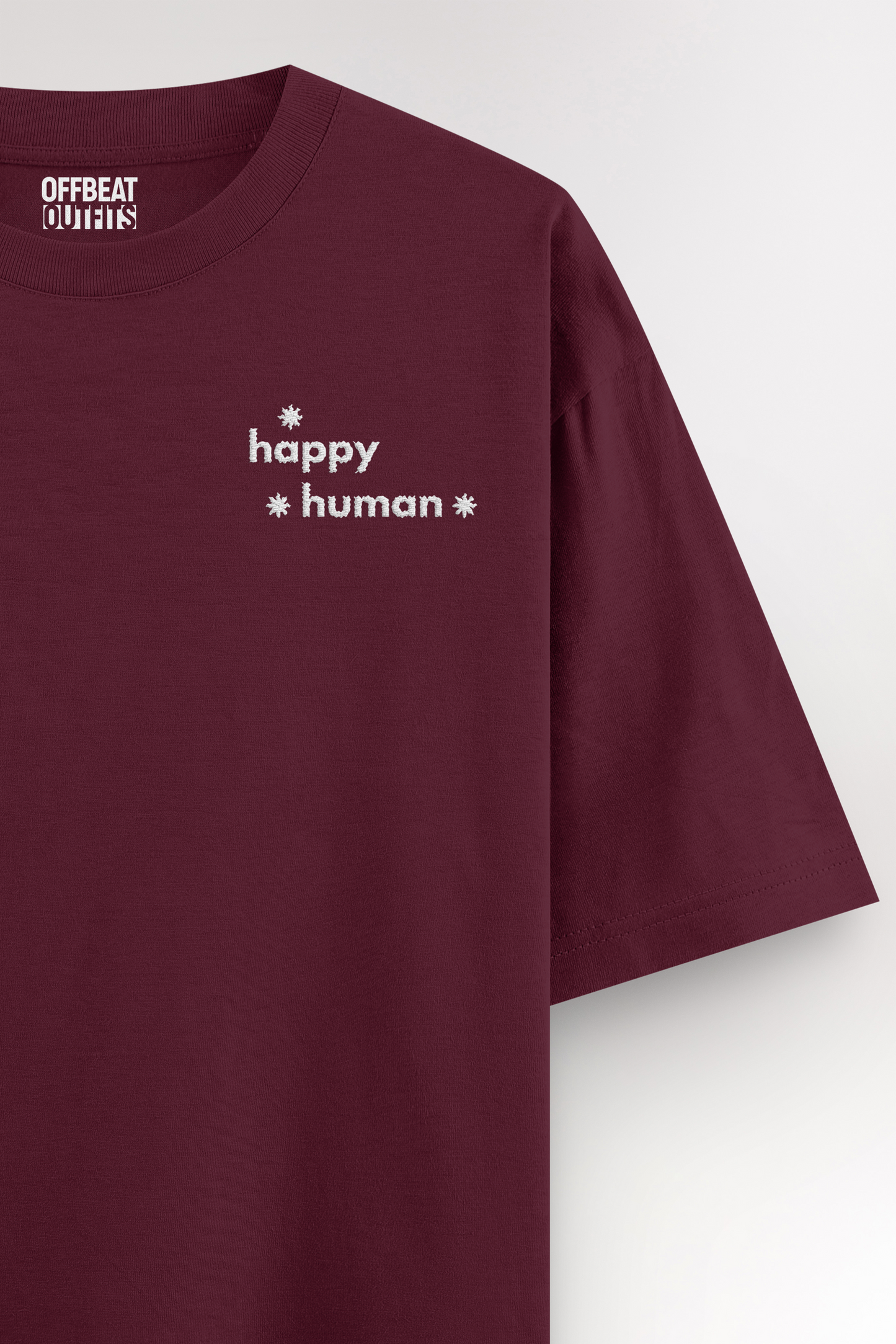 Happy human Embroidery | Oversized T-shirt