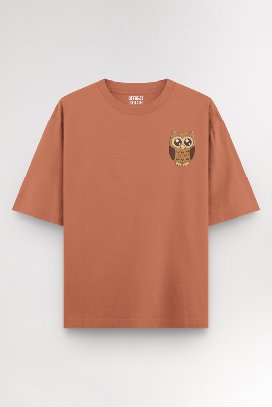 Lucky owl Embroidery | Oversized T-shirt