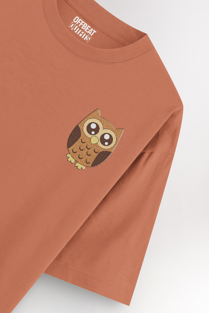 Lucky owl Embroidery | Oversized T-shirt