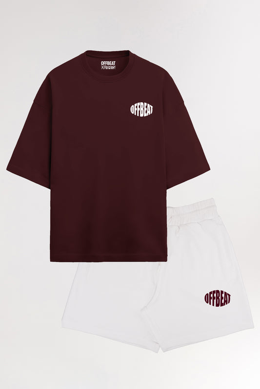 Unisex Co-ord set | Maroon and White