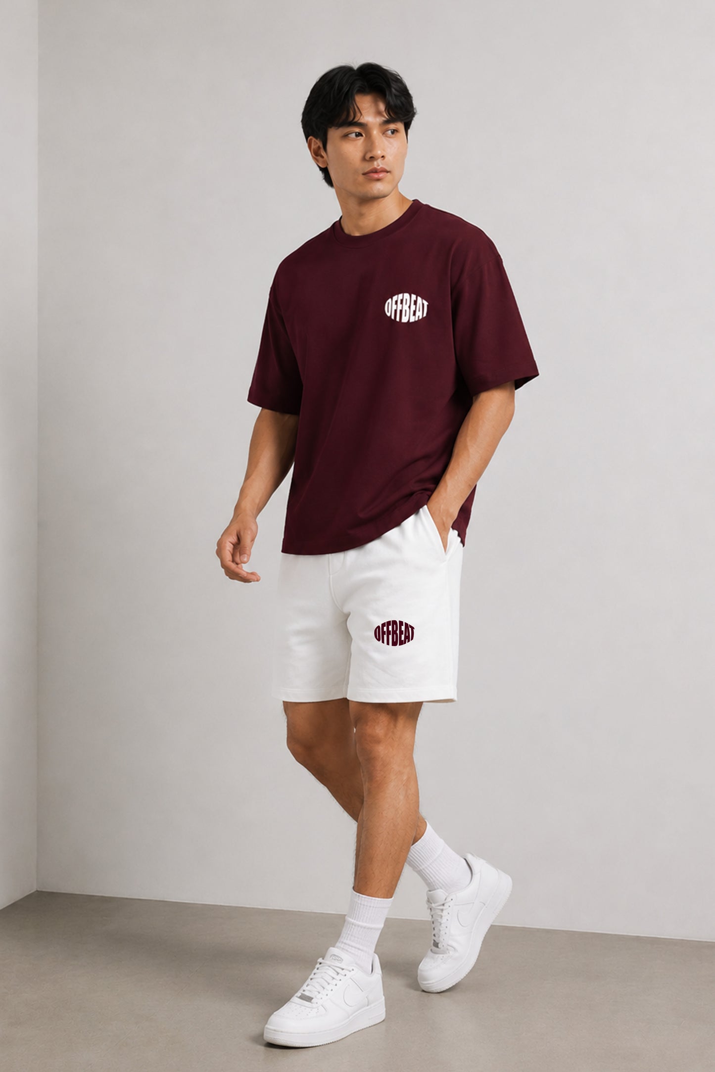 Unisex Co-ord set | Maroon and White