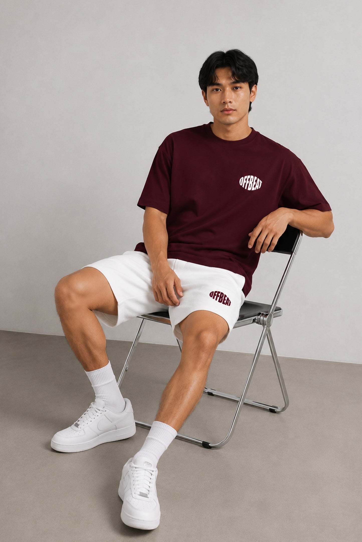 Unisex Co-ord set | Maroon and White