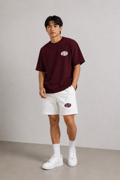Unisex Co-ord set | Maroon and White