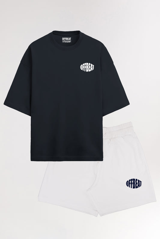 Unisex Co-ord set | Navy Blue and White