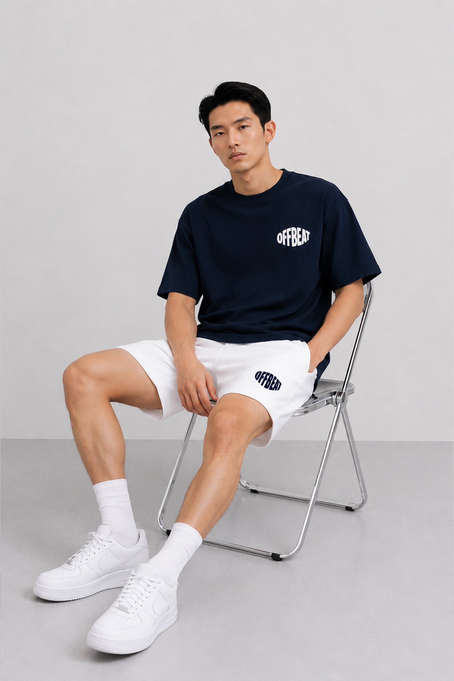 Unisex Co-ord set | Navy Blue and White