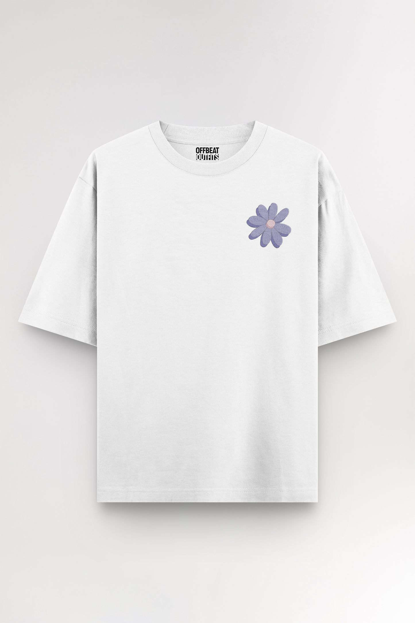 Purple flower Embroidery | Oversized T-shirt