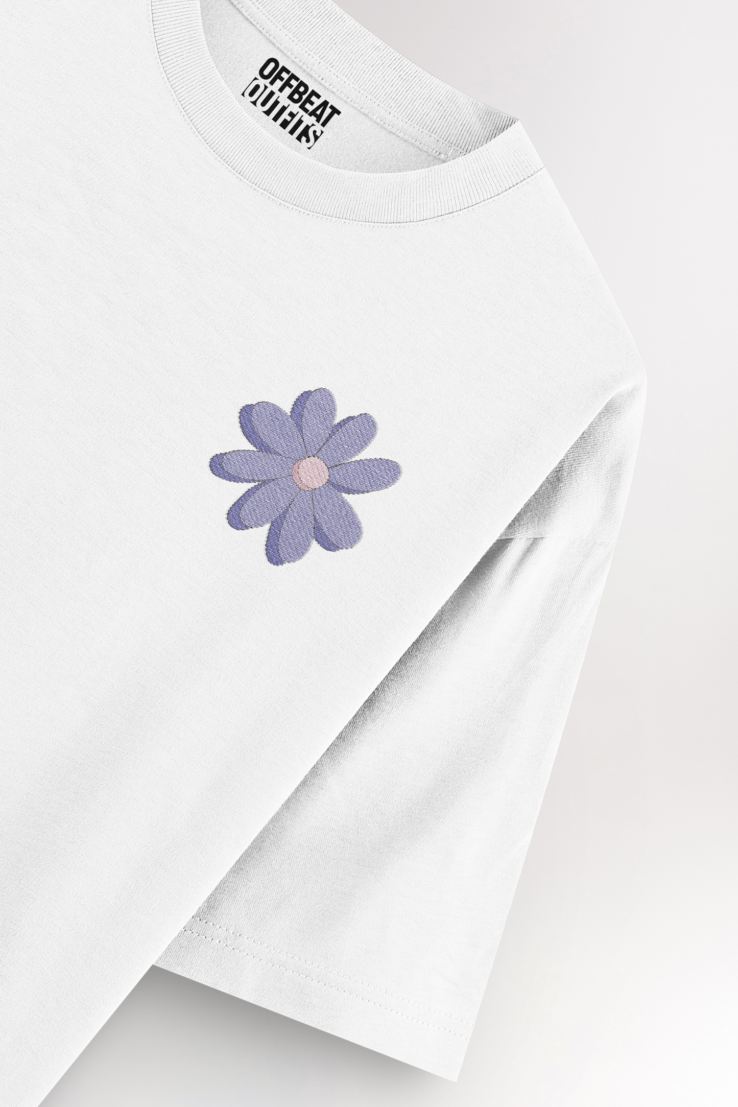 Purple flower Embroidery | Oversized T-shirt