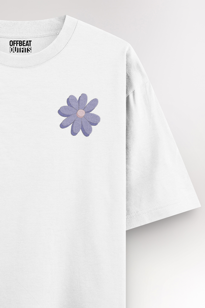 Purple flower Embroidery | Oversized T-shirt