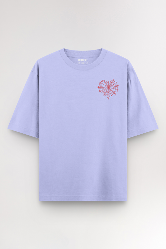 Spider net heart Embroidery | Oversized T-shirt