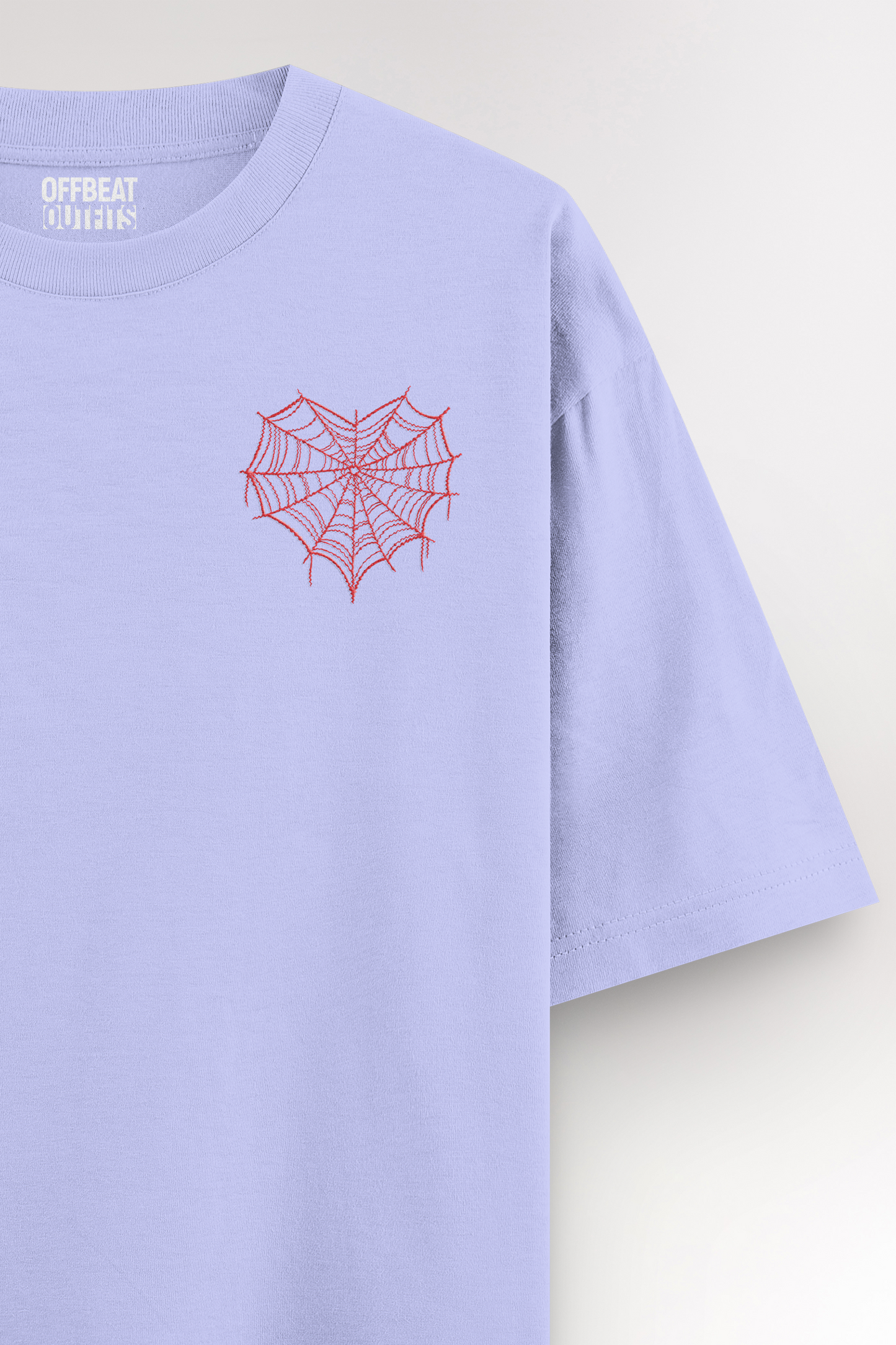 Spider net heart Embroidery | Oversized T-shirt