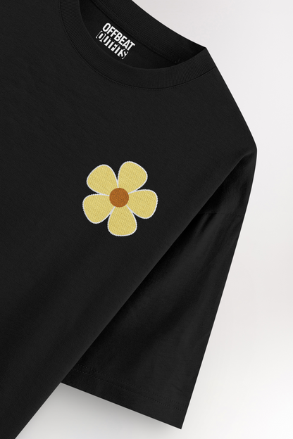 Yellow flower Embroidery | Oversized T-shirt