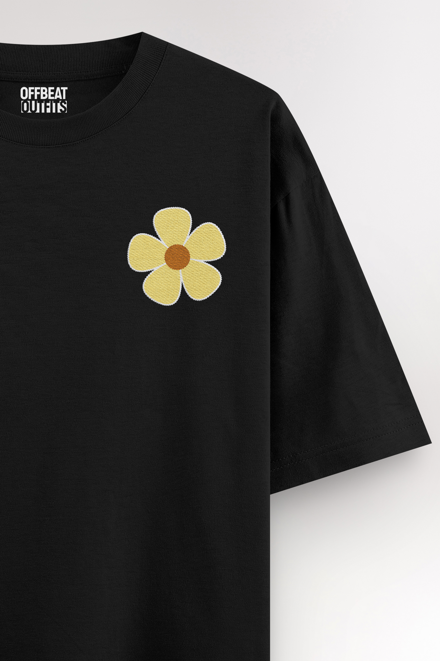 Yellow flower Embroidery | Oversized T-shirt